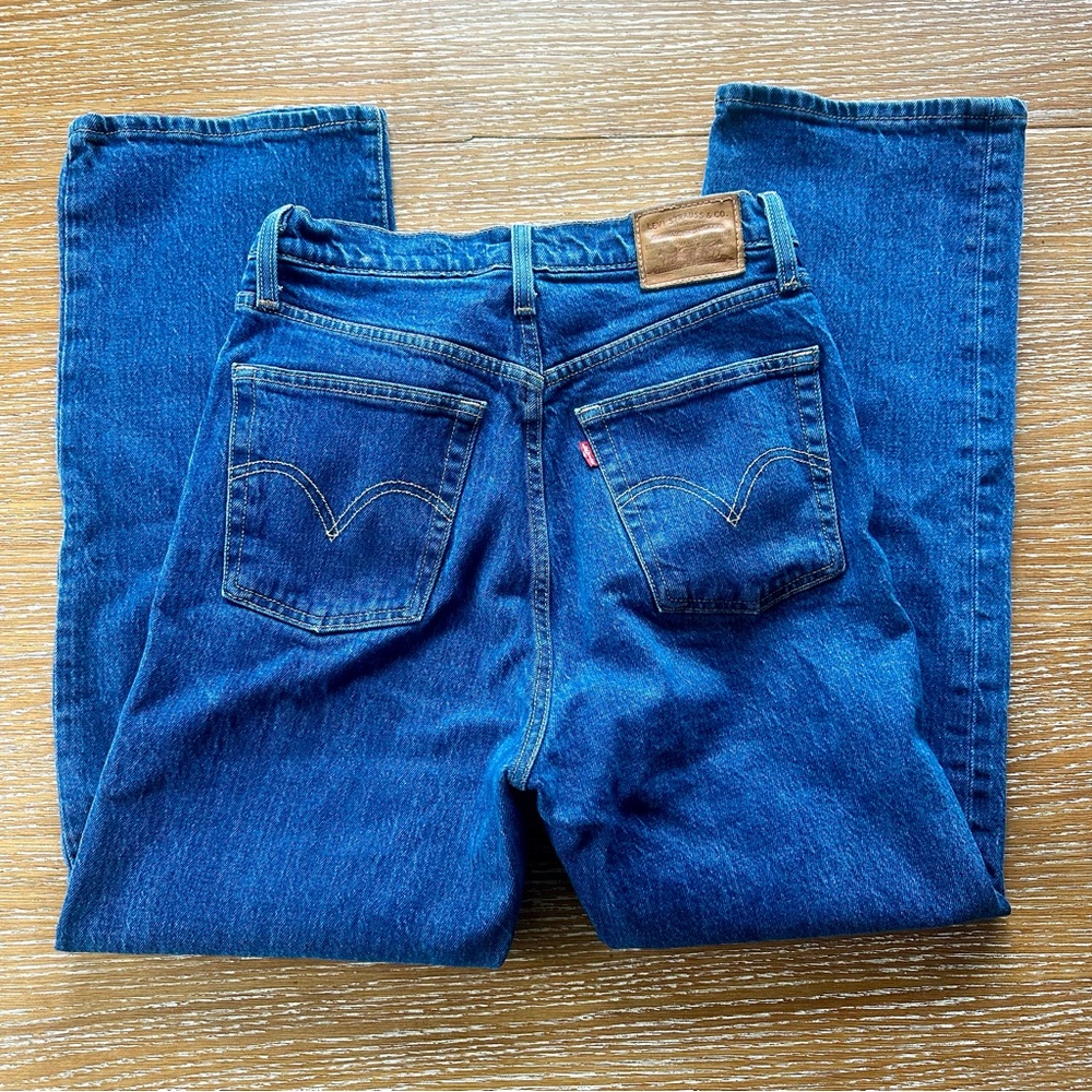 Women’s Levi’s Premium Ribcage Straight Ankle Dark Wash Jeans 28x27